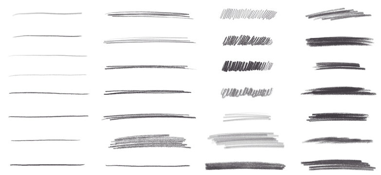 鉛筆のストロークセット　鉛筆テクスチャセット　アナログ線　Pencil stroke set.Pencil texture set.