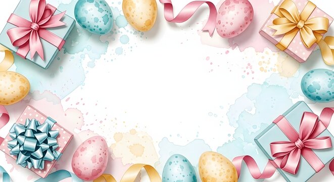 Easter egg and gift wrapping border design