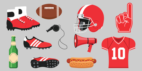 American Football Equipment Set Jersey Helmet Ball Game Sport Items Vector Art © Rahed Ul Islam