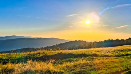 Fototapeta premium Afternoon in the Beskid Mountains.