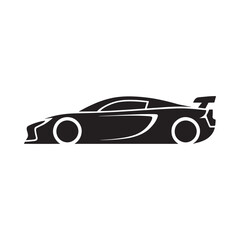 Obraz premium Sleek black silhouette of a modern sports car with a prominent spoiler