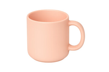 Peach ceramic coffee mug transparent background