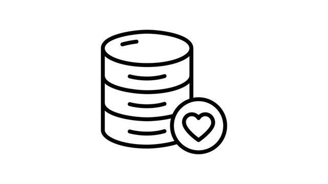 Well designed linear icon animation of favourite database