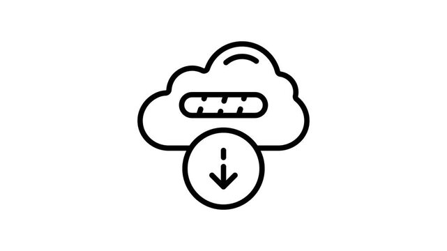 Visually engaging linear icon animation of cloud downloading files