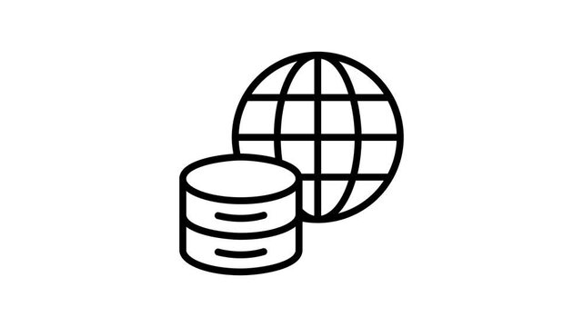A trendy outline icon animation showing global database connectivity