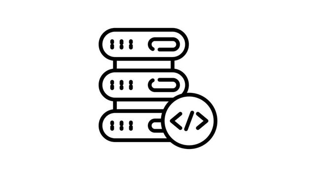 Premium outline icon animation showing coding database function