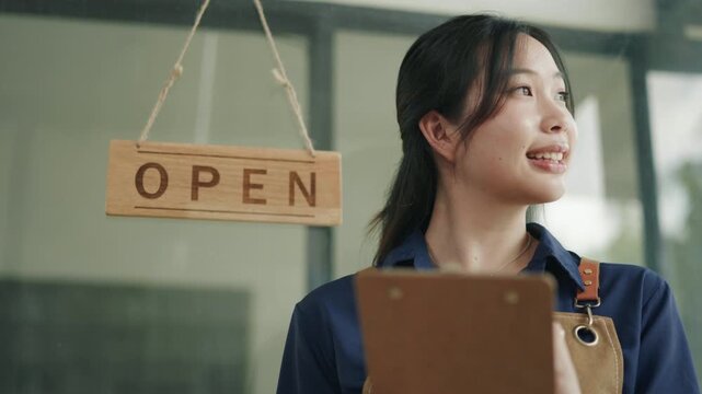 Business closure announcement inside a shop video content indoor environment close-up view signage concept