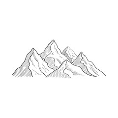 Hand drawn illustration of a mountain range with sketched details