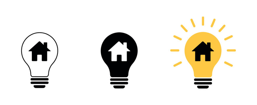 Energy efficient light bulb with house icon representing eco friendly home power, sustainability concept, environmental technology illustration