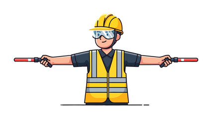 Traffic Controller at Work: A diligent traffic controller stands at attention, directing the flow with focused precision, ensuring safety and order. © abidakhatun