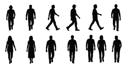 vector illusstration of Collection of people walking in different poses Vector, illustration