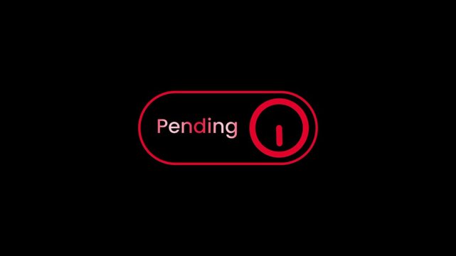 The word pending is placed inside a pill shape with a red timer to show a waiting period or a current transaction that is still under processing