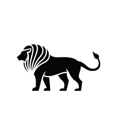 Obraz premium Black Lion Silhouette Logo Design with Stylized Mane