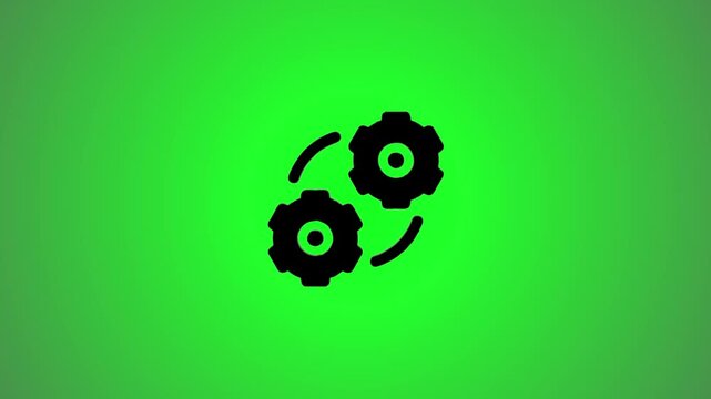 Two rotating gears with circular arrows indicating synergy and process