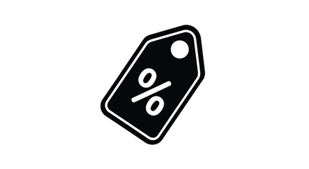 Black price tag with percentage sign a striking silhouette