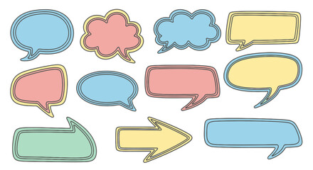 Colorful cartoon speech bubbles icons set.