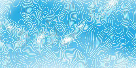 Bright blue map-style background with layered white elevation lines forming organic landform shapes.