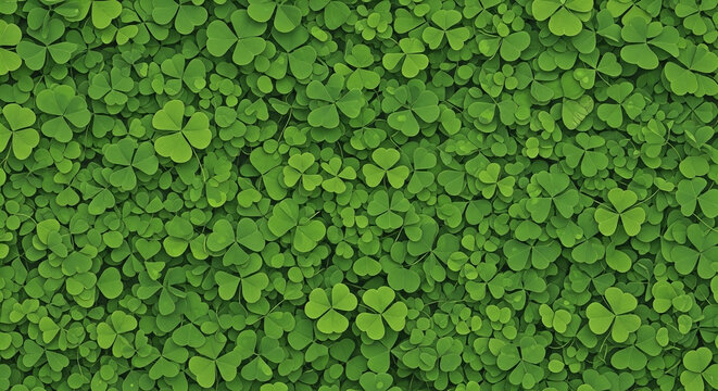 Fresh Green Clover Leaves Background, Natural Shamrock Pattern Texture