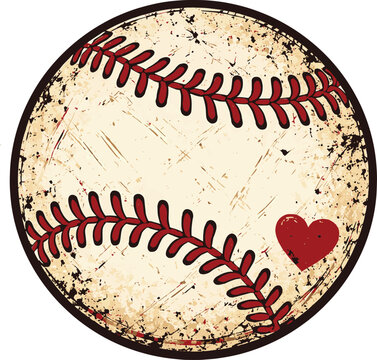 Vintage Baseball With Heart Retro Distressed Sports Ball