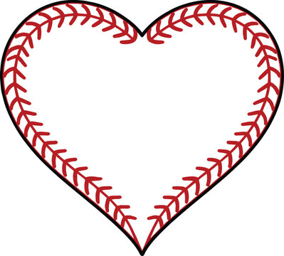 Baseball Stitch Heart Love Vector Icon