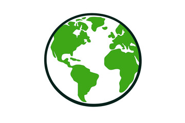 A minimalist vector illustration of planet Earth featuring green