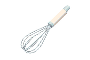 A 3D-style vector illustration of a kitchen whisk with a cream and