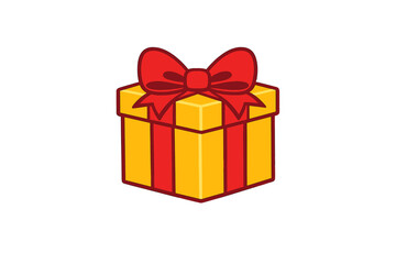 Fototapeta premium A vector illustration of a yellow gift box wrapped with a red ribbon