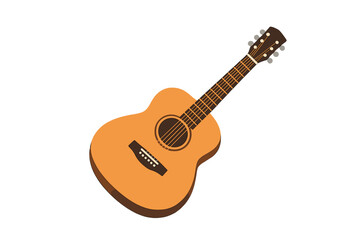 A flat vector illustration of an acoustic guitar isolated on a white