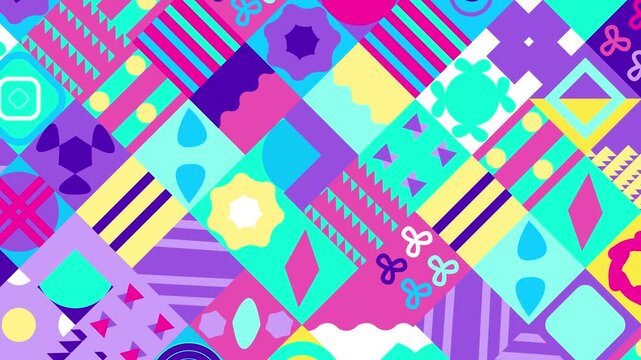Vibrant geometric pattern displaying colorful shapes and abstract creative composition