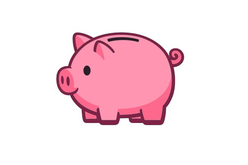 Obraz premium A flat vector illustration of a cute pink piggy bank isolated on a