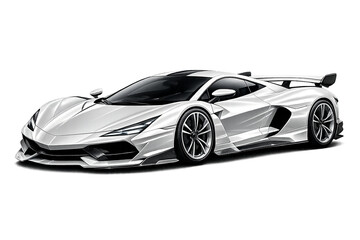 Obraz premium Beautiful white colored racing car isolated on transparent background .