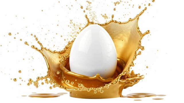 White Egg with Golden Splash Concept Image