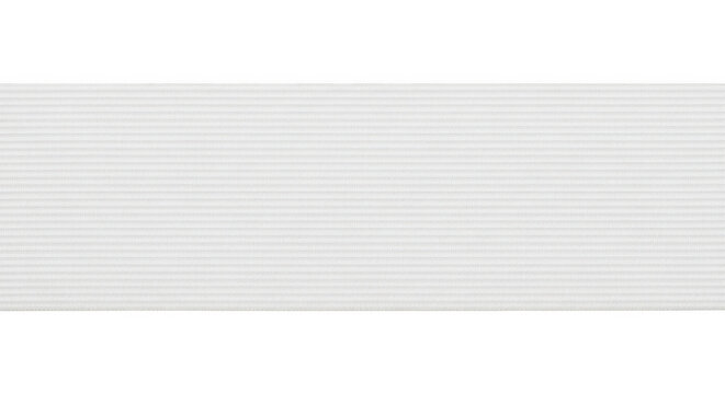 A horizontal textured white fabric ribbon with a subtle weave pattern for craft and design projects