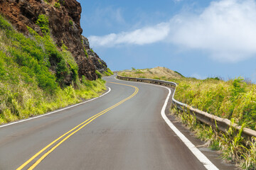 Fototapeta premium Winding asphalt road in Hawaii