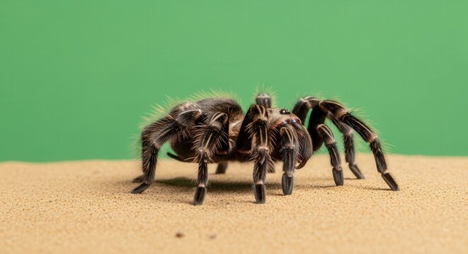 Close-Up of a Tarantula Spider Walking on Sandy Surface in Natural Habitat