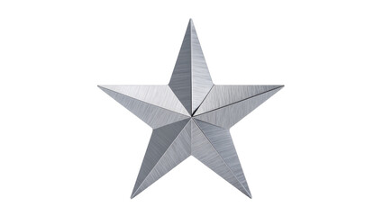 Obraz premium Isolated three dimensional brushed metal star with five points, shiny silver grey geometric symbol