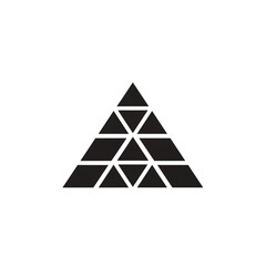 Abstract geometric pattern of black triangles forming a larger triangle.