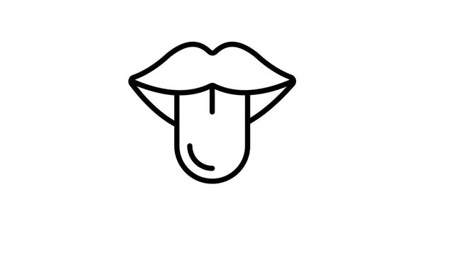 A customizable outline icon animation of human tongue organ