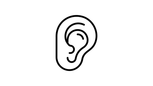 Ready to use linear icon animation of human ear structure