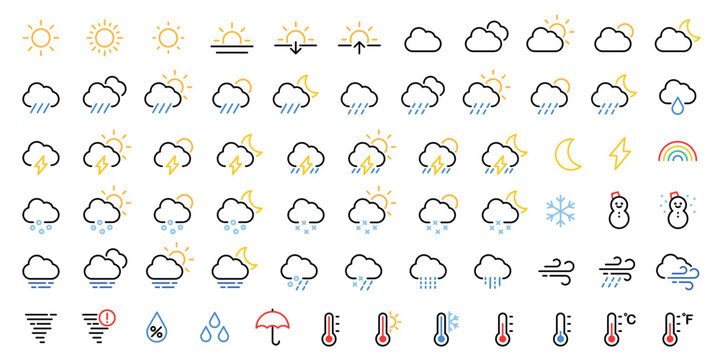 Weather icons collection vector