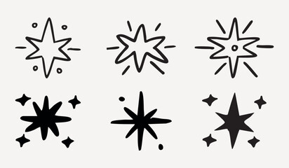 Obraz premium Hand-drawn starburst vector designs collection