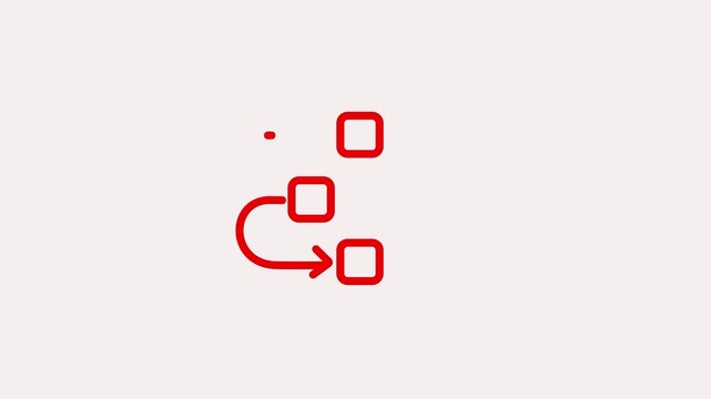 Red Arrows and Boxes Indicating a Simple Flowchart or Checklist Process on a Light Beige Background with Subtle Texture and Minimalist Representing Steps or Tasks in a Sequence of Operations