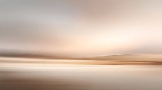 Abstract desert landscape with blurred motion, illustrating a warm minimalist horizon and soft light, symbolizing tranquility, serenity, and a sense of calm