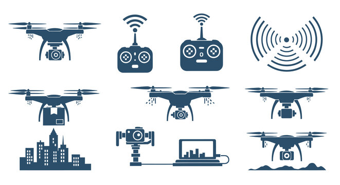 Drone Technology Icons - Technology, Technology, Glyph