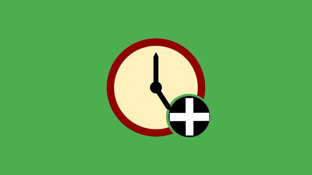 Overtime concept with clock and plus symbol showing extra work time and extended schedule
