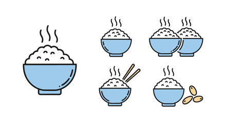 Obraz premium Steamed Rice Line art vector modern abstract concept illustration