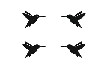 Fototapeta premium A collection of four minimalist hummingbird silhouettes in black