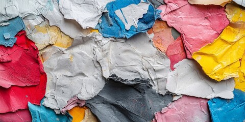 Paper mache close-up for handmade crafts and eco-friendly manufacturing. Recycling, texture details, and surface treatment for sustainable art and DIY projects, Generative AI