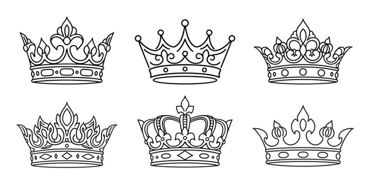 Collection of six distinctive crowns with various designs