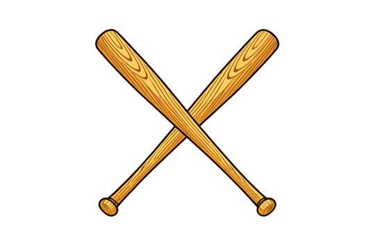 A vector illustration featuring two crossed wooden baseball bats with